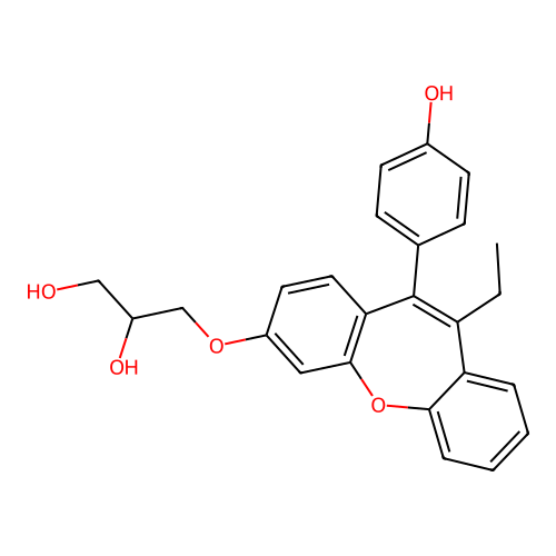 3-((10-Ethyl-11-(4-hydroxyphenyl)dibenz(b,f)oxepin-3-yl)oxy)1,2-propanediol structure
