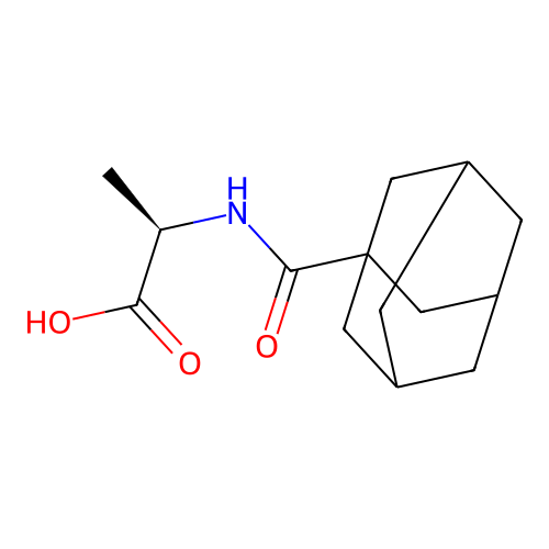 (R)-2-((3R,5R,7R)-adamantane-1-carboxamido)propanoic acid structure