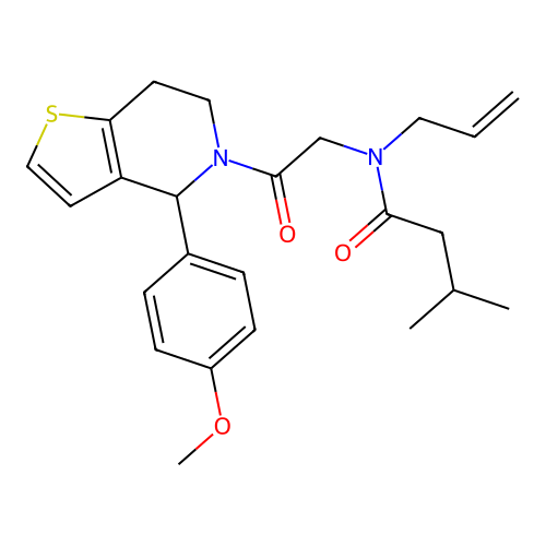 N-[2-[(4S)-4-(4-methoxyphenyl)-6,7-dihydro-4H-thieno[3,2-c]pyridin-5-yl]-2-oxoethyl]-3-methyl-N-prop-2-enylbutanamide structure