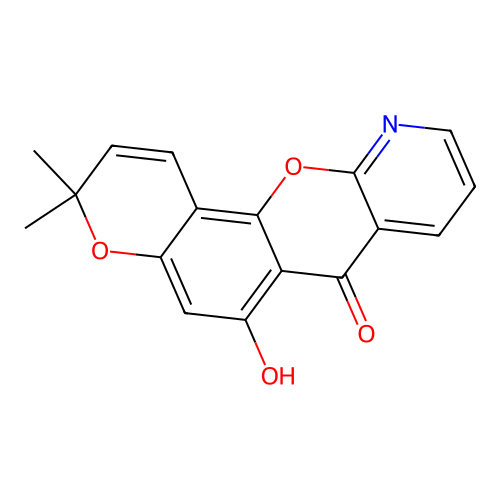 6-hydroxy-3,3-dimethyl-3H-pyranochromenopyridin-7-one structure
