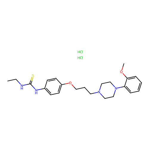 Thiourea, N-ethyl-N'-(4-(3-(4-(2-methoxyphenyl)-1-piperazinyl)propoxy)phenyl)-, dihydrochloride structure
