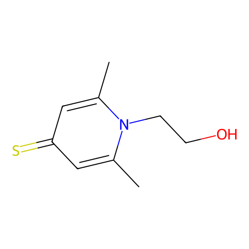 1-(2-hydroxyethyl)-2,6-dimethylpyridine-4(1H)-thione structure