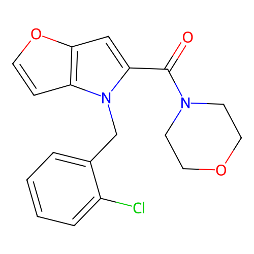 [4-(2-chlorobenzyl)-4H-furo[3,2-b]pyrrol-5-yl](morpholin-4-yl)methanone structure