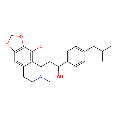 1-(4-isobutylphenyl)-2-(4-methoxy-6-methyl-5,6,7,8-tetrahydro-[1,3]dioxolo[4,5-g]isoquinolin-5-yl)ethanol structure