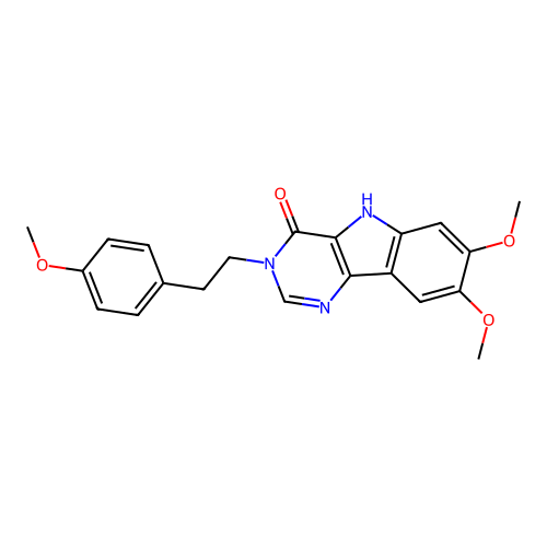 7,8-dimethoxy-3-(4-methoxyphenethyl)-3H-pyrimido[5,4-b]indol-4(5H)-one structure