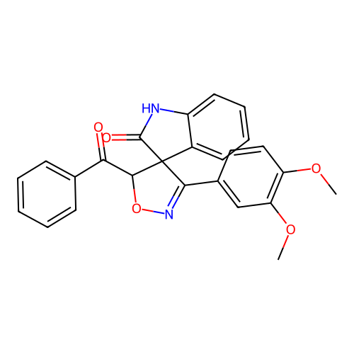 5'-benzoyl-3'-(3,4-dimethoxyphenyl)-5'H-spiro[indoline-3,4'-isoxazol]-2-one structure