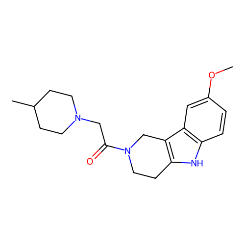 1-(8-methoxy-1,3,4,5-tetrahydro-2H-pyrido[4,3-b]indol-2-yl)-2-(4-methylpiperidin-1-yl)ethanone structure