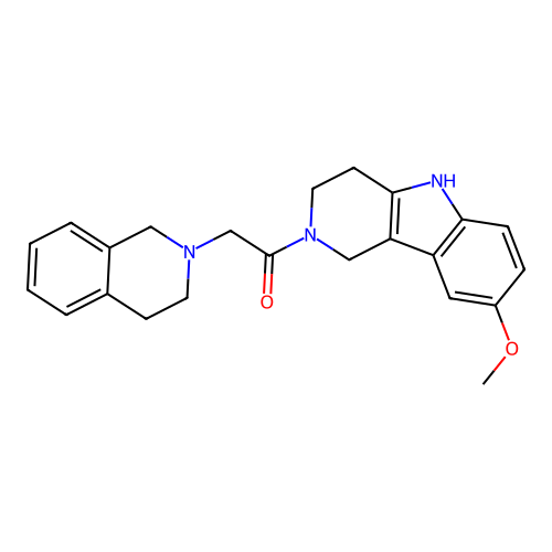 2-(3,4-dihydro-1H-isoquinolin-2-yl)-1-(8-methoxy-1,3,4,5-tetrahydropyrido[4,3-b]indol-2-yl)ethanone structure