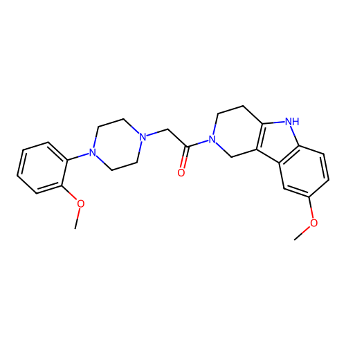 1-(8-methoxy-3,4-dihydro-1H-pyrido[4,3-b]indol-2(5H)-yl)-2-(4-(2-methoxyphenyl)piperazin-1-yl)ethanone structure