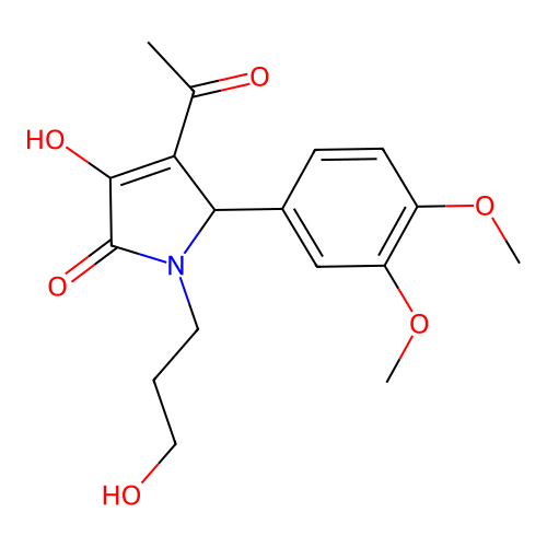 3-acetyl-2-(3,4-dimethoxyphenyl)-4-hydroxy-1-(3-hydroxypropyl)-2H-pyrrol-5-one structure