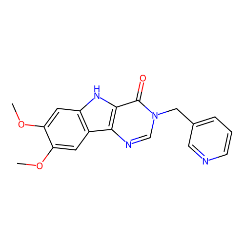 7,8-dimethoxy-3-(pyridin-3-ylmethyl)-3H-pyrimido[5,4-b]indol-4(5H)-one structure