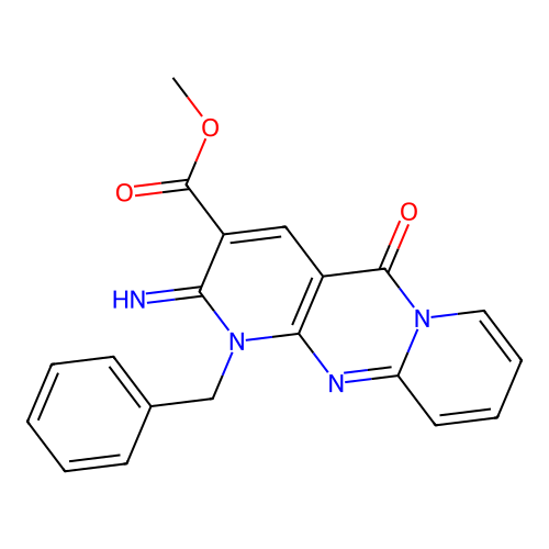 methyl 1-benzyl-2-imino-5-oxo-1,5-dihydro-2H-dipyrido[1,2-a:2',3'-d]pyrimidine-3-carboxylate structure