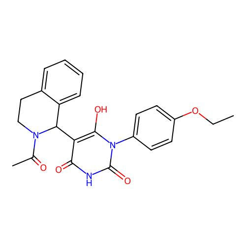 5-(2-acetyl-1,2,3,4-tetrahydroisoquinolin-1-yl)-3-(4-ethoxyphenyl)-6-hydroxypyrimidine-2,4(1H,3H)-dione structure