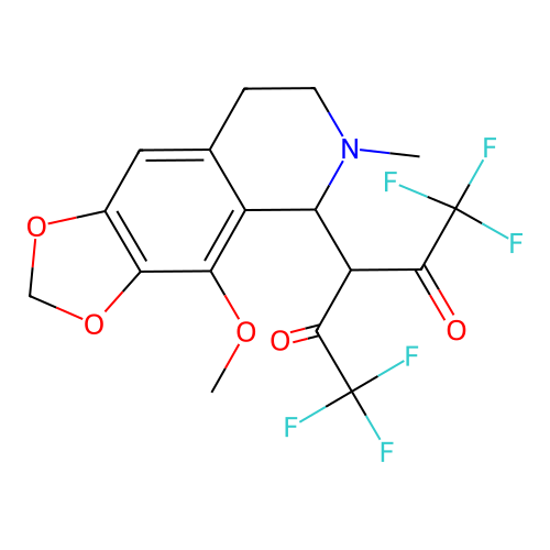 1,1,1,5,5,5-hexafluoro-3-(4-methoxy-6-methyl-5,6,7,8-tetrahydro-[1,3]dioxolo[4,5-g]isoquinolin-5-yl)pentane-2,4-dione structure