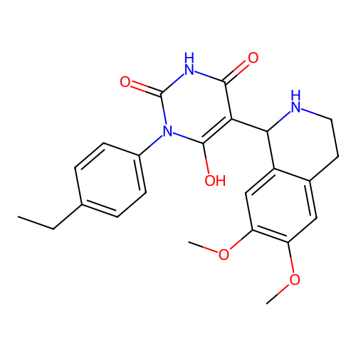 5-(6,7-dimethoxy-1,2,3,4-tetrahydroisoquinolin-1-yl)-3-(4-ethylphenyl)-6-hydroxypyrimidine-2,4(1H,3H)-dione structure