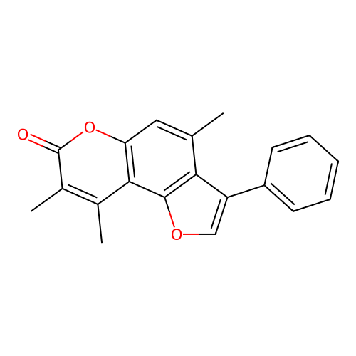 4,8,9-trimethyl-3-phenyl-7H-furo[2,3-f]chromen-7-one structure