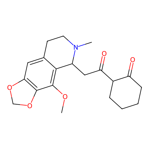 2-(2-(4-methoxy-6-methyl-5,6,7,8-tetrahydro-[1,3]dioxolo[4,5-g]isoquinolin-5-yl)acetyl)cyclohexanone structure