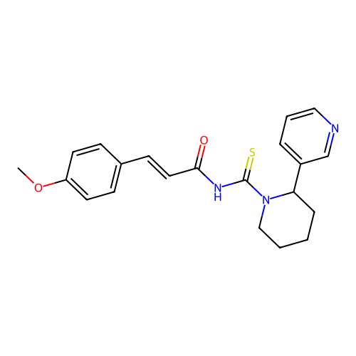 (E)-3-(4-methoxyphenyl)-N-(2-(pyridin-3-yl)piperidine-1-carbonothioyl)acrylamide structure