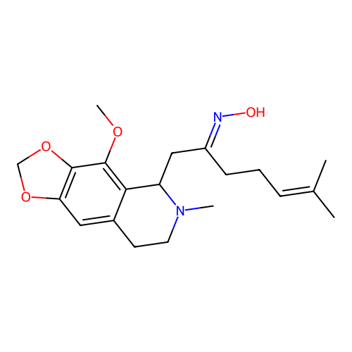 (2E)-N-hydroxy-1-(4-methoxy-6-methyl-5,6,7,8-tetrahydro[1,3]dioxolo[4,5-g]isoquinolin-5-yl)-6-methylhept-5-en-2-imine structure