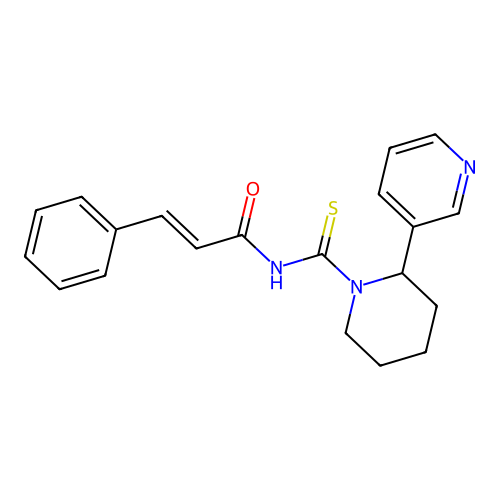 N-(2-(pyridin-3-yl)piperidine-1-carbonothioyl)cinnamamide structure