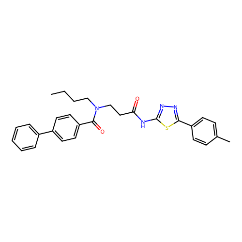 3-(1-{[1,1'-BIPHENYL]-4-YL}-N-BUTYLFORMAMIDO)-N-[5-(4-METHYLPHENYL)-1,3,4-THIADIAZOL-2-YL]PROPANAMIDE structure