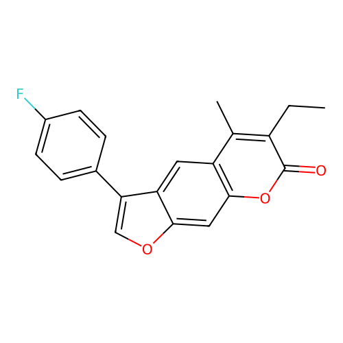 6-ethyl-3-(4-fluorophenyl)-5-methyl-7H-furo[3,2-g]chromen-7-one structure