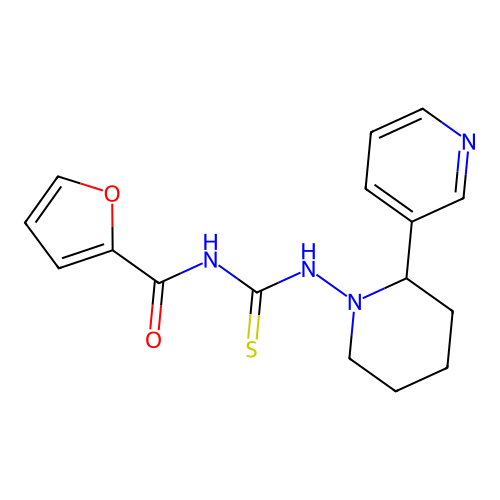 N-((2-(pyridin-3-yl)piperidin-1-yl)carbamothioyl)furan-2-carboxamide structure