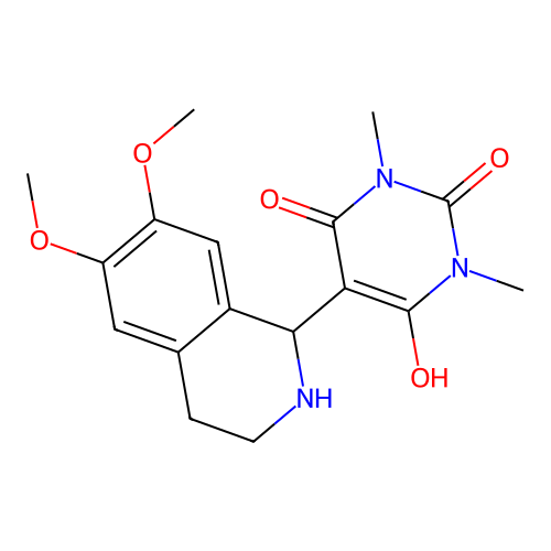 5-(6,7-dimethoxy-1,2,3,4-tetrahydroisoquinolin-1-yl)-6-hydroxy-1,3-dimethylpyrimidine-2,4(1H,3H)-dione structure