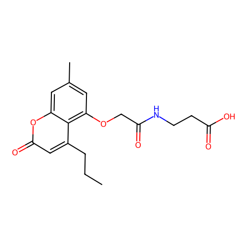 N-{[(7-methyl-2-oxo-4-propyl-2H-chromen-5-yl)oxy]acetyl}-beta-alanine structure