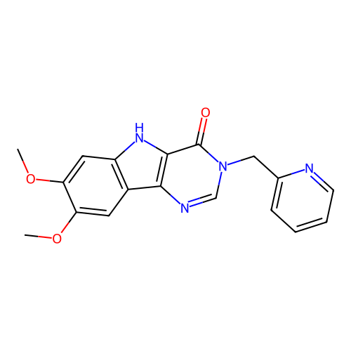 7,8-dimethoxy-3-(pyridin-2-ylmethyl)-3H-pyrimido[5,4-b]indol-4(5H)-one structure