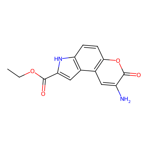 Ethyl 8-amino-7-oxo-3,7-dihydropyrano[3,2-e]indole-2-carboxylate structure