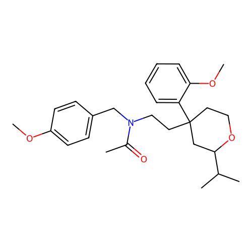 N-(2-(2-isopropyl-4-(2-methoxyphenyl)tetrahydro-2H-pyran-4-yl)ethyl)-N-(4-methoxybenzyl)acetamide structure