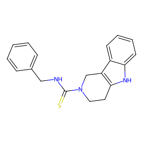 N-benzyl-3,4-dihydro-1H-pyrido[4,3-b]indole-2(5H)-carbothioamide structure