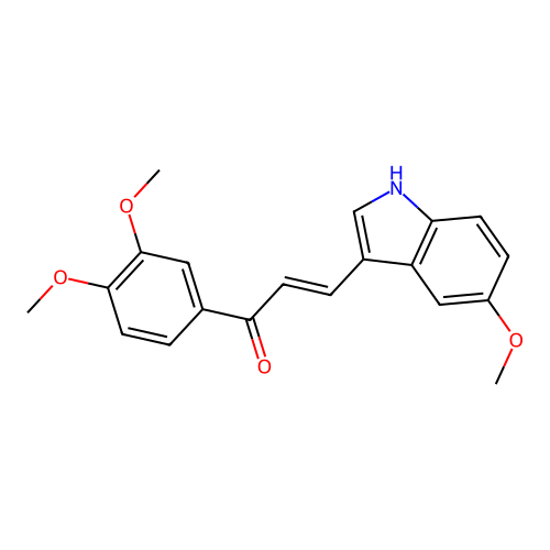 (E)-1-(3,4-dimethoxyphenyl)-3-(5-methoxy-1H-indol-3-yl)prop-2-en-1-one structure