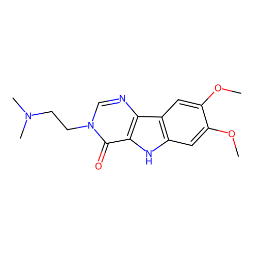 3-(2-(dimethylamino)ethyl)-7,8-dimethoxy-3H-pyrimido[5,4-b]indol-4(5H)-one structure