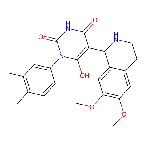5-(6,7-dimethoxy-1,2,3,4-tetrahydroisoquinolin-1-yl)-3-(3,4-dimethylphenyl)-6-hydroxypyrimidine-2,4(1H,3H)-dione structure