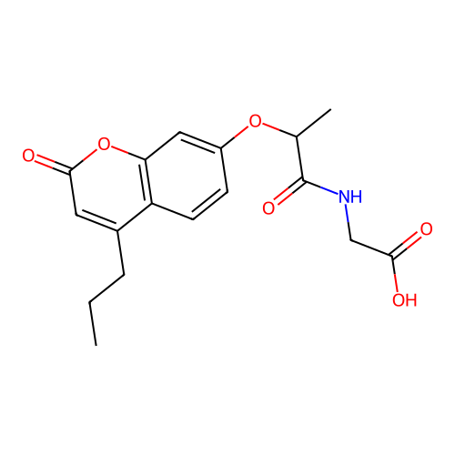 N-{2-[(2-oxo-4-propyl-2H-chromen-7-yl)oxy]propanoyl}glycine structure