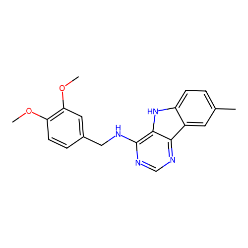 N-(3,4-dimethoxybenzyl)-8-methyl-5H-pyrimido[5,4-b]indol-4-amine structure