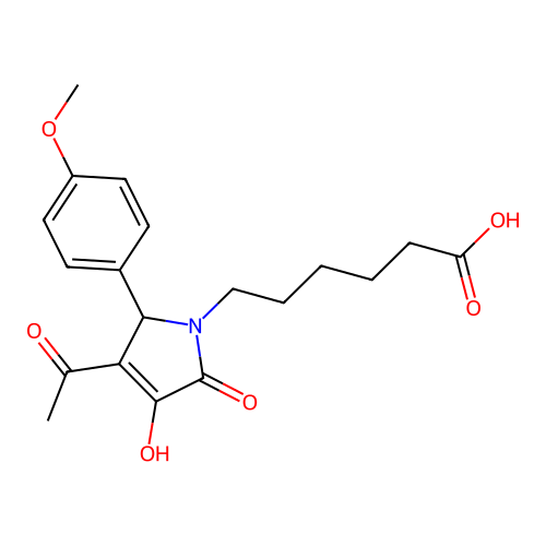 6-[3-acetyl-4-hydroxy-2-(4-methoxyphenyl)-5-oxo-2H-pyrrol-1-yl]hexanoic Acid structure