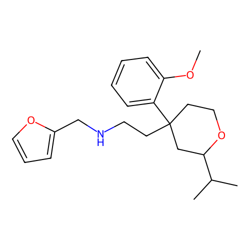 N-(2-furylmethyl)-2-[4-(2-methoxyphenyl)-2-propan-2-yl-oxan-4-yl]ethanamine structure