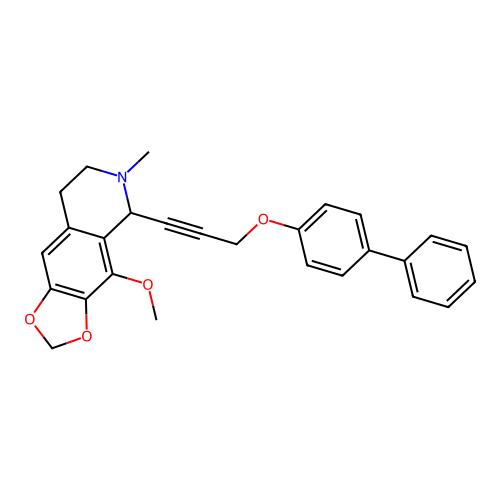 4-methoxy-6-methyl-5-[3-(4-phenylphenoxy)prop-1-ynyl]-7,8-dihydro-5H-[1,3]dioxolo[4,5-g]isoquinoline structure