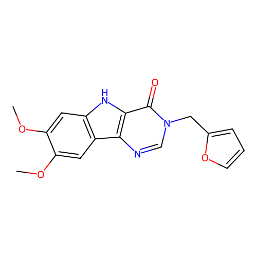 3-(furan-2-ylmethyl)-7,8-dimethoxy-3H-pyrimido[5,4-b]indol-4(5H)-one structure