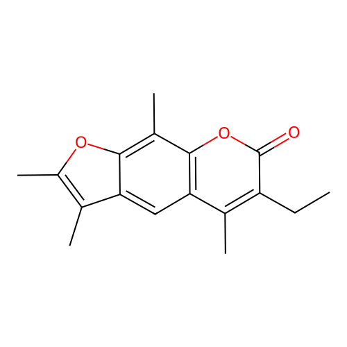 6-ethyl-2,3,5,9-tetramethyl-7H-furo[3,2-g]chromen-7-one structure