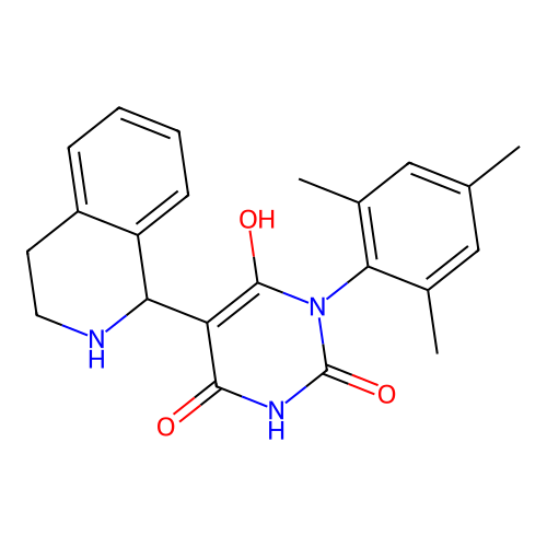 6-hydroxy-3-mesityl-5-(1,2,3,4-tetrahydroisoquinolin-1-yl)pyrimidine-2,4(1H,3H)-dione structure