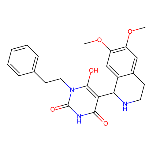 5-(6,7-dimethoxy-1,2,3,4-tetrahydroisoquinolin-1-yl)-6-hydroxy-3-phenethylpyrimidine-2,4(1H,3H)-dione structure