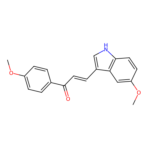 (E)-3-(5-methoxy-1H-indol-3-yl)-1-(4-methoxyphenyl)prop-2-en-1-one structure