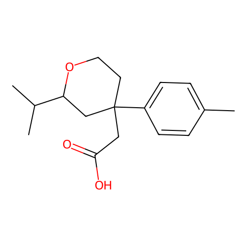 2-(2-isopropyl-4-(p-tolyl)tetrahydro-2H-pyran-4-yl)acetic acid structure