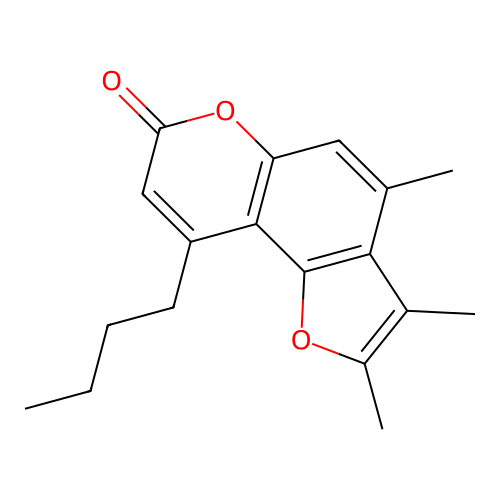 9-butyl-2,3,4-trimethyl-7H-furo[2,3-f]chromen-7-one structure