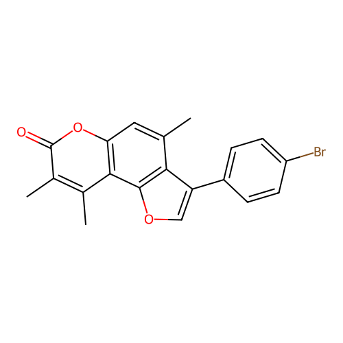3-(4-bromophenyl)-4,8,9-trimethyl-7H-furo[2,3-f]chromen-7-one structure