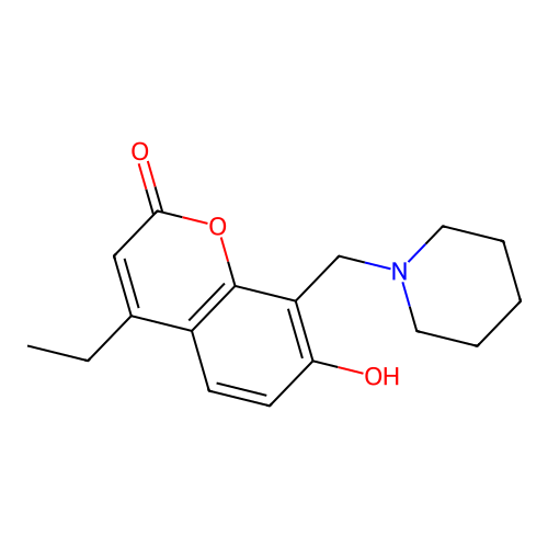 4-ethyl-7-hydroxy-8-(piperidin-1-ylmethyl)-2H-chromen-2-one structure